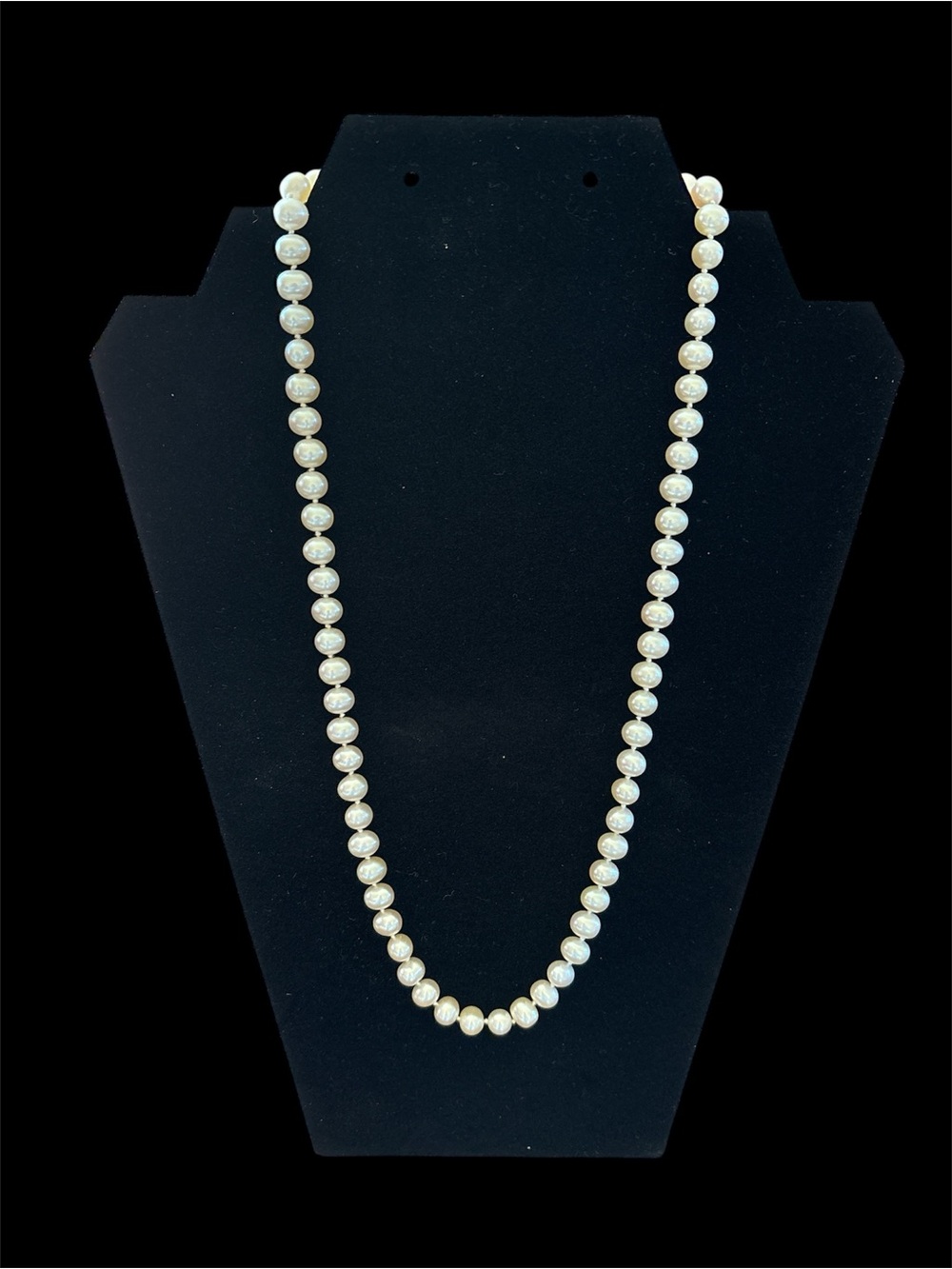 Honora Cultured White Knotted Pearl Strand Necklace with Pouch 14k Gold Clasp